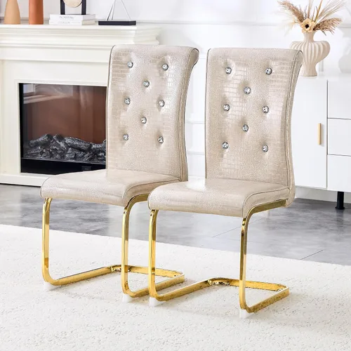 gopop Juego de 2 sillas de comedor | Juego de sillas de cocina modernas | Cojín de piel sintética | Patas de metal de alta resistencia | Respaldo