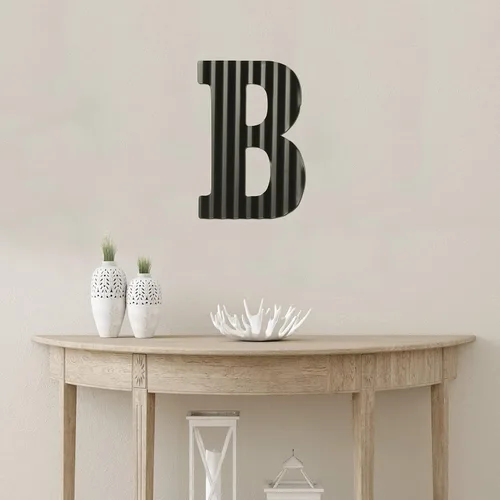 Miniatura 2 de COLLECTIVE HOME - Letras de 12 pulgadas para decoración de pared, letras negras corrugadas decorativas, arte de pared colgante con monograma, B