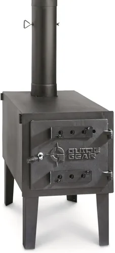 Guide Gear Estufa de leña grande para exteriores portátil con tubo de chimenea para cocinar, acampar, tienda de campaña, senderismo, pesca, mochilero