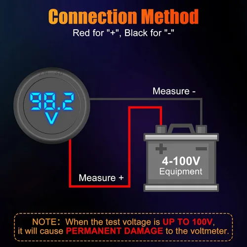 Miniatura 4 de Linkstyle Medidor de voltaje de 2 piezas CC 12 V 24 V, voltímetro de batería de 4 V-100 V, medidor de voltaje de automóvil, pantalla digital LED