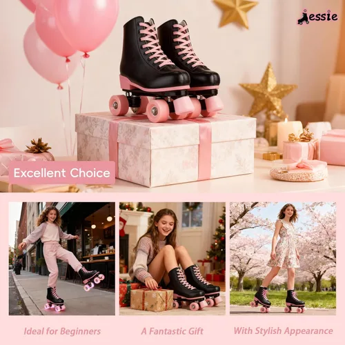 Miniatura 5 de Jessie Patines altos con estampado de cebra para mujeres y hombres, cuatro ruedas brillantes para adultos y jóvenes al aire libre, con bolsa