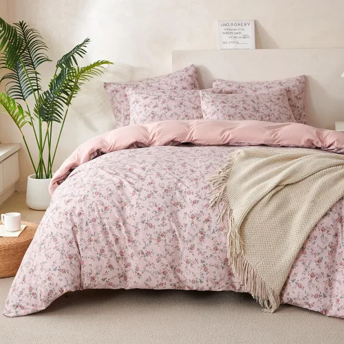 Miniatura 17 de Jane yre Funda de Edredón Queen de Flores de Microfibra Cepillada 3 Piezas Juego de Ropa de Cama Floral Queen Estilo Jardín Patrón Floral Azul Funda