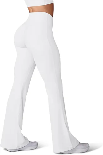 Miniatura 101 de HEGALY Pantalones de yoga acampanados para mujer, leggings cruzados, suaves, de cintura alta, pantalones casuales de entrenamiento con corte de bota