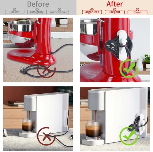 Miniatura 4 de Organizador de cables para electrodomésticos, 6 envolturas de cables de diseño mejorado para electrodomésticos de cocina con adhesivo súper