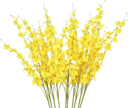Miniatura 7 de Orchids Flores artificiales de seda falsas de seda bailarinas de 37 pulgadas de tallo largo a granel 10 piezas decoración de interiores