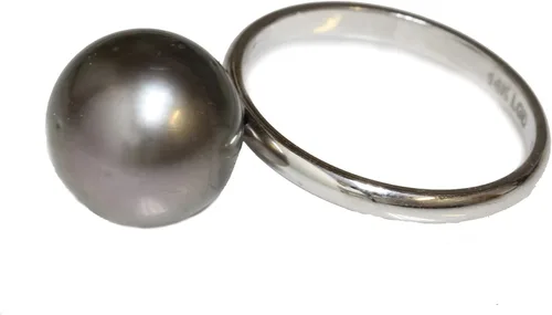 Miniatura 2 de Anillo solitario de perlas cultivadas de Tahití, oro blanco de 14 quilates, regalo para mujer