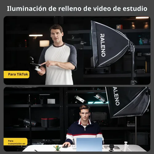 Miniatura 5 de Kit de iluminación de Softbox para fotografía RALENO, caja de luz de 16'' x 16'' para TikTok con bombilla LED (50W 5500K 97 CRI TLCI≥97), luz