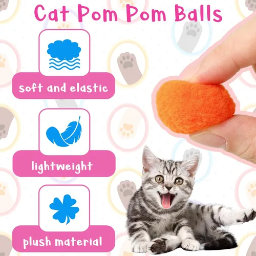 Miniatura 6 de 2 lanzadores de juguetes para gatos y 100 pelotas de pompón para gatos, lanzador de pelotas de juguete para gatos, juguete interactivo