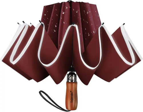 Miniatura 9 de Lejorain Golf Large Inverted Umbrella - Black Big Windproof Heavy Duty Upside Down 46/50/54 Inch Compact Reverse Car Automatic Folding Reflective