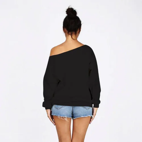 Miniatura 3 de Sudadera de manga larga con estampado de calabaza aterradora y hombros descubiertos para mujer
