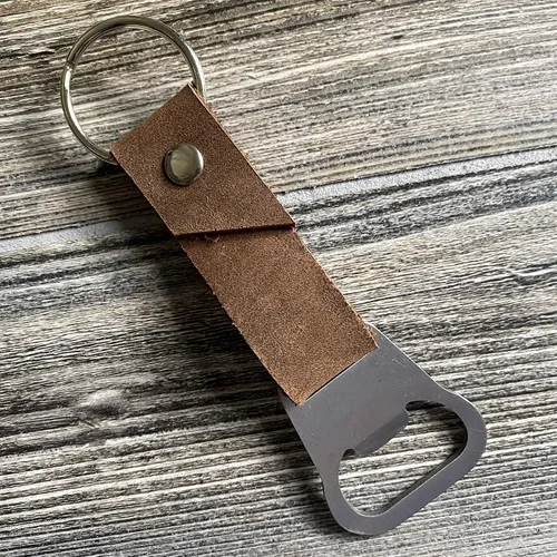 Miniatura 6 de Personalized Bottle Opener Keychain Leather - 3rd Anniversary Gift, Gift for Him, Father's Day Present