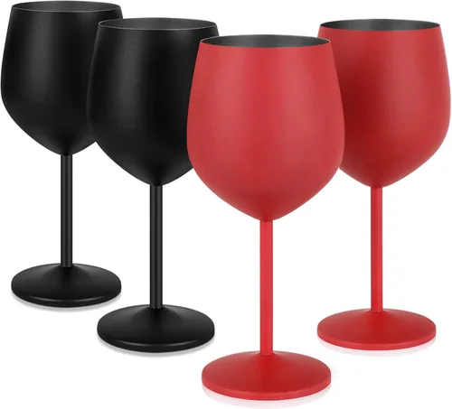 Miniatura 33 de Lifecapido Juego de 6 copas de vino de acero inoxidable, copas de vino coloridas de acero inoxidable de 18 onzas, copas de vino de metal con tallo