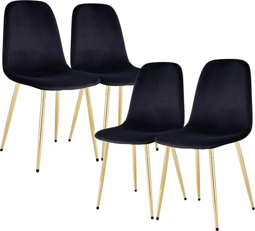 Miniatura 8 de gopop Juego de 4 sillas de comedor, modernas sillas de comedor de cocina, sillas laterales tapizadas para comedor en piel sintética, respaldos