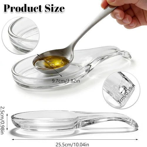 Miniatura 3 de Soporte grande para cuchara transparente, soporte para cuchara de vidrio de 10 pulgadas, soporte para cuchara de cristal de cristal, soporte