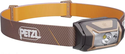 PETZL Tikka Linterna Frontal - Luz Compacta de 350 Lúmenes con Iluminación Roja, para Senderismo, Escalada, Correr y Acampar - Marrón