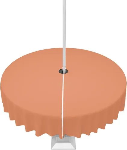 Miniatura 77 de QueenKer Mantel de exterior verde oliva con agujero para sombrilla y cremallera, mantel de color sólido para mesas cuadradas, colección de mesa