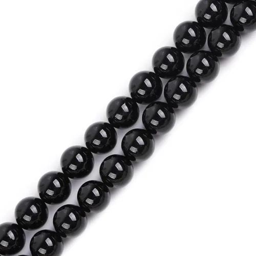Miniatura 91 de GEM-Inside Cuentas sueltas de piedra natural de lava negra de 8 mm, redondas, piedra de energía para hacer joyas 15' Negro