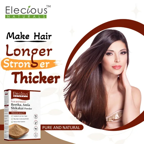 Miniatura 4 de Elecious Naturals Amla, Reetha, Shikakai Polvo para el cabello 3 en 1 Limpiador natural del cabello 100% natural, sin químicos, sin conservantes