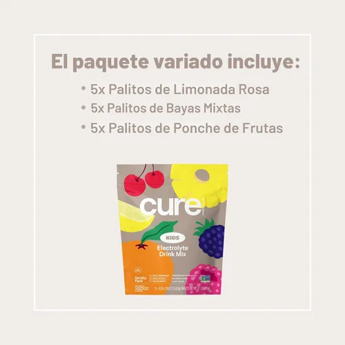 Miniatura 5 de Cure Hydration - Mezcla de bebidas con electrolitos para niños Rehidratación formulada por pediatras a base de plantas Sin azúcar añadido