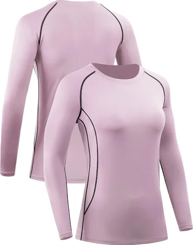 Miniatura 9 de CADMUS Paquete de 1 o 3 camisetas de entrenamiento de manga larga para mujer, camiseta de compresión de ajuste seco para correr