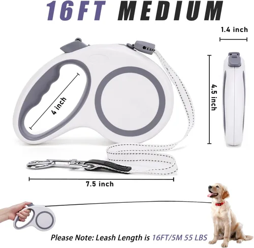 Miniatura 3 de Correa retráctil para perro, correa de paseo para perros de 30 pies/20 pies para perros pequeños, medianos y grandes de hasta 77 libras/44 libras