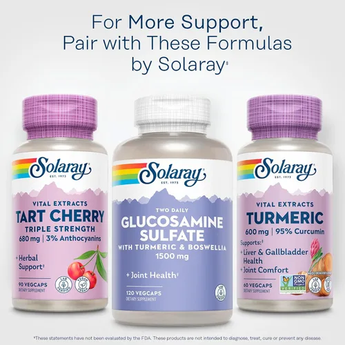 Miniatura 6 de SOLARAY Suplemento de cúrcuma de 600 mg - Raíz de cúrcuma con 95% de curcumina - Suplemento de apoyo articular - Salud de las articulaciones