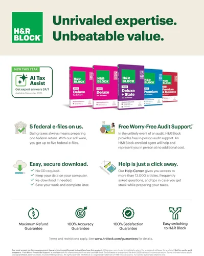 Miniatura 3 de H&R Block Tax Software Deluxe + State 2025 with Norton 360 Premium 2026 Ready Antivirus (10 Devices) Digital Bundle