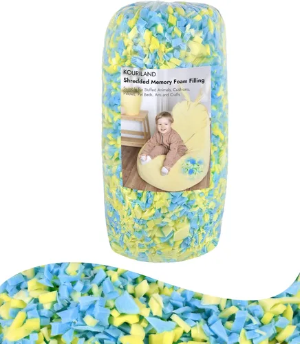 Miniatura 9 de Relleno de puf de 5 libras, repuesto de espuma viscoelástica triturada con gel de enfriamiento, relleno de espuma suave y de alta resistencia