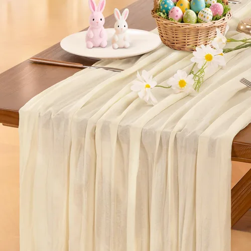 Miniatura 25 de Socomi - 10 caminos de mesa de gasa, estilo bohemio y rústico, para primavera, Pascua, bodas, fiestas, baby showers, cumpleaños y decoración, 120