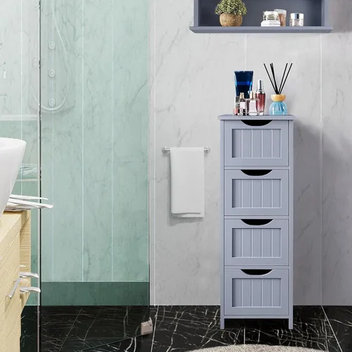 Miniatura 2 de Topeakmart Armario de madera con 4 cajones, armario de pasillo organizador de almacenamiento independiente para baño/cocina/sala de estar, gris