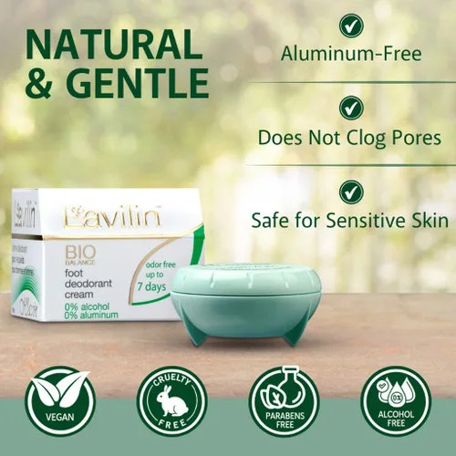 Miniatura 6 de LAVILIN Crema desodorante para pies, para mujeres y hombres, hasta 7 días, control de olores de pies de larga duración, sin aluminio, alcohol