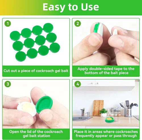 Miniatura 4 de Trampas de cebo de gel para cucarachas, paquete de 24 repelentes de cucarachas en interiores, disuasorio de cucarachas, repelente de cucarachas