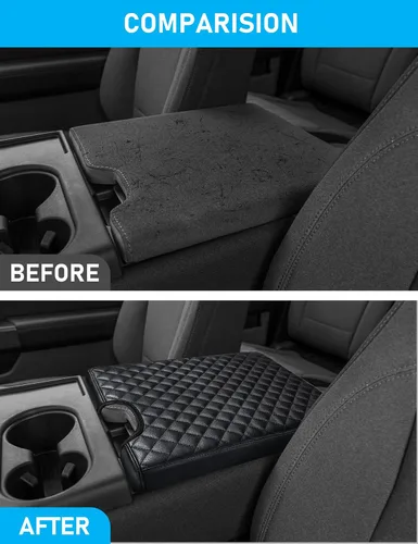 Miniatura 3 de Cubierta de consola central Sinvanho para Ford F150 F250 F350 F450 F550 2015-2025 con asiento de salto 40/20/40, cubierta protectora de reposabrazos