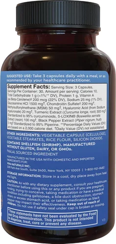 Miniatura 9 de Viva Naturals Suplemento de apoyo articular de glucosamina condroitina MSM, 90 cápsulas - con cúrcuma, pimienta negra, boswellia y ácido hialurónico