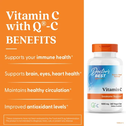 Miniatura 2 de Doctor's Best Vitamina C con Q-C, apoyo inmunológico, sin OMG, sin gluten, sin soja, vegano 360 cápsulas vegetarianas