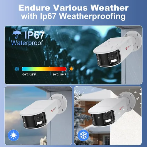 Miniatura 7 de Anpviz Cámara de seguridad de doble lente IP PoE de 4K/8MP de 180 grados para exteriores, cámara panorámica panorámica de 180° con cable