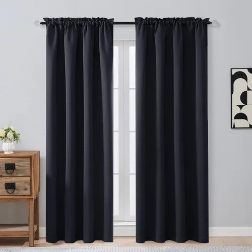 Miniatura 265 de OVZME Cortinas opacas turquesa para tratamiento de ventanas pequeñas, cortinas cortas con bloqueo de luz para ventana de cocina sobre el fregadero