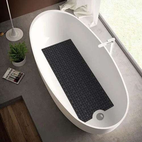 Miniatura 9 de DEXI Tapete para bañera antideslizante, extra largo de 39 x 16 pulgadas, ventosas, agujeros de drenaje, lavable a máquina, para suelo de ducha