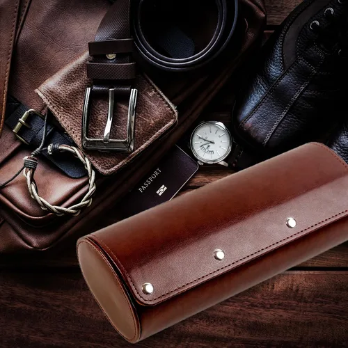 Miniatura 6 de Mr.Okay Funda de viaje para reloj funda de cuero de alta calidad para mujeres u hombres, organizador de relojes portátil para almacenamiento