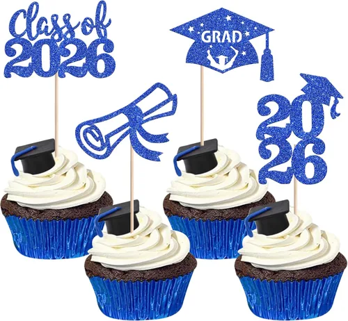 Miniatura 38 de 24 piezas de decoración de cupcakes de graduación para fiesta 2026, selecciones de cupcakes de noche de graduación 2026, decoraciones para pasteles