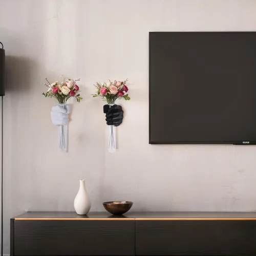 Miniatura 8 de 2 piezas de esculturas de pared, florero de manos para decoración del hogar, escultura artística de montaje en pared, estatua de arte de pared