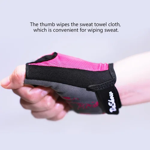 Miniatura 3 de DuShow Guantes de ciclismo de medio dedo para mujer, acolchados de gel, antideslizantes, absorben los golpes, para montaña, carretera, bicicleta