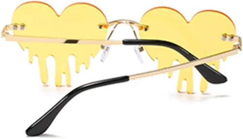 Miniatura 3 de Lentes de sol de corazón derretido para hombres y mujeres, sin montura, irregulares, para fiesta única, lentes de sol de metal para baile
