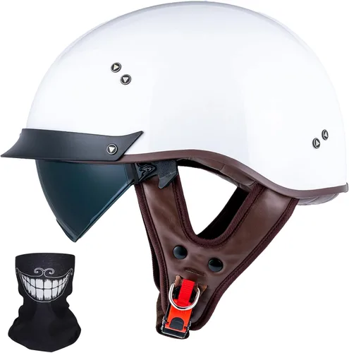 Miniatura 14 de VCOROS - Medio casco para motocicleta F07 de cara abierta, aprobado por DOT VCOROS Medio casco de motocicleta F07 de cara abierta aprobado por DOT