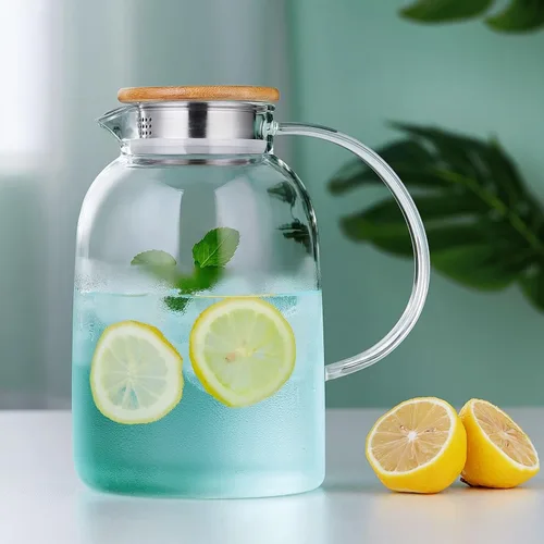 Miniatura 6 de Unbreakable - Jarra de vidrio con asa y tapa, tarro de vidrio de 68 onzas líquidas con tapa, resistente al calor, jarra de borosilicato para té