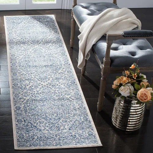 Miniatura 21 de SAFAVIEH - Alfombra de la colección Brentwood - 6' x 9', azul marino y gris claro, diseño envejecido con medallón, no desprende pelusa y fácil azul