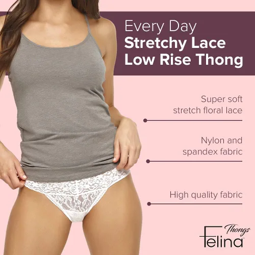 Miniatura 2 de Felina Signature Stretch Lace Low Rise Tanga 5 unidades Panty