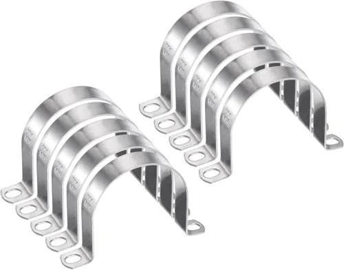 Miniatura 82 de HARFINGTON 10 abrazaderas de conducto de 5/16 pulgadas y 0.315 in, abrazadera de tubo M8 U, correa de tubo rígida de acero inoxidable, soporte