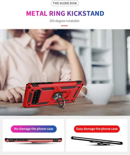 Miniatura 7 de Funda de grado militar para Samsung Galaxy S10 Plus 360 con anillo giratorio de metal con soporte de soporte magnético integrado para montaje