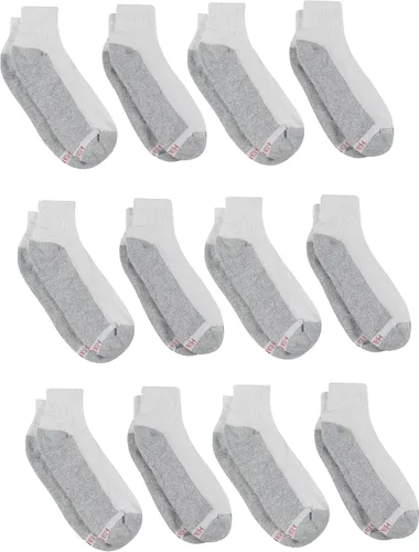Miniatura 16 de Hanes Calcetines dobles resistentes para hombre, que disipan la humedad del cuello redondo y el tobillo, color blanco y negro, varios paquetes
